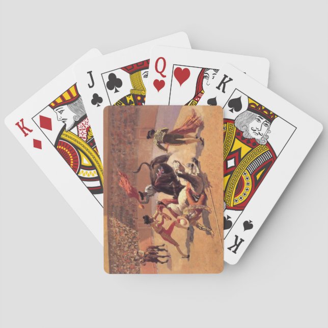 Bull Fight in Mexico (by Frederic Remington) Playing Cards (Back)