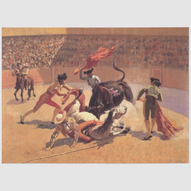Bull Fight in Mexico (by Frederic Remington) Tissue Paper (Front)