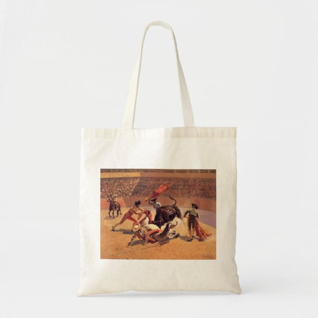 Bull Fight in Mexico (by Frederic Remington) Tote Bag (Front)