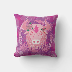 Bull flower of life cushion