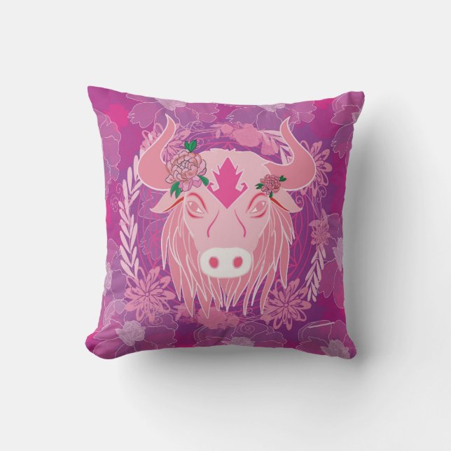 Bull flower of life cushion (Front)