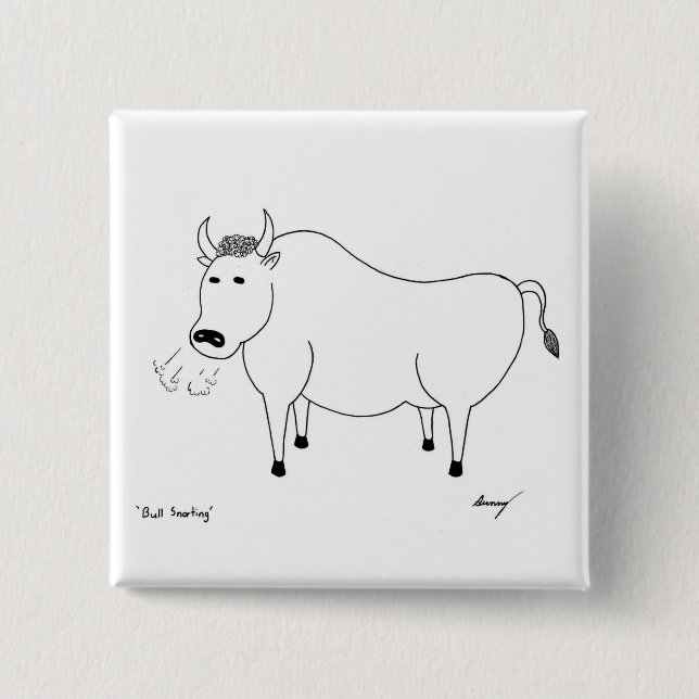 Bull Folk Art Button (Front)