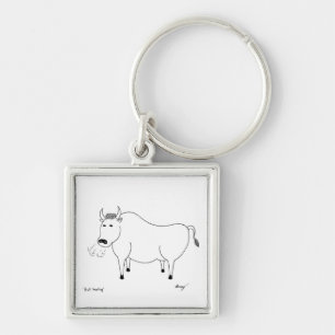 Bull Folk Art Keychain