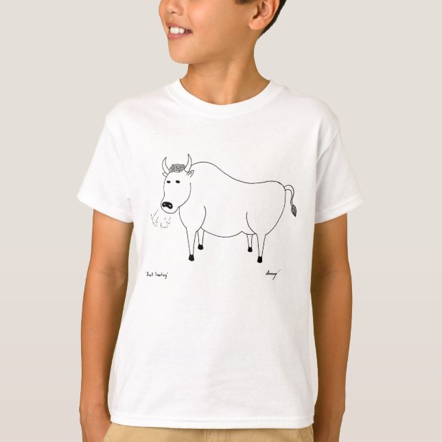 Bull Folk Art Kids Basic T-Shirt (Front)