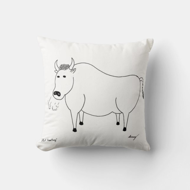 Bull Folk Art Pillow (Front)