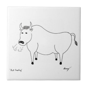 Bull Folk Art Tile