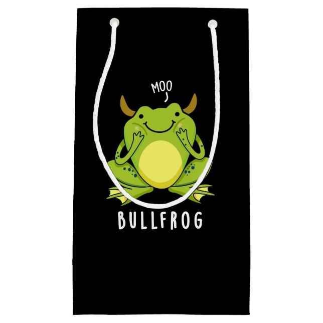 Bull Frog Funny Animal Frog Pun Dark BG Small Gift Bag (Front)