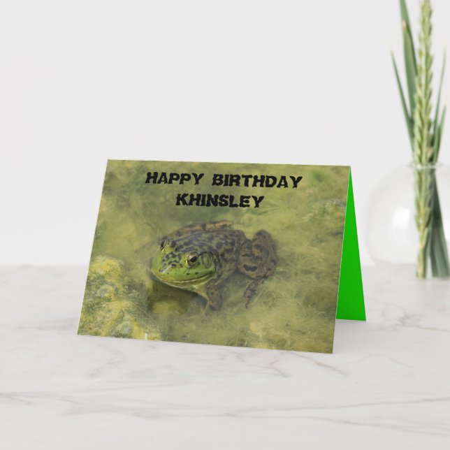 Bull Frog in Moss Birthday Greeting Card (Front)
