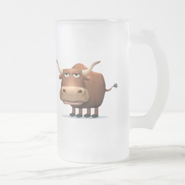 Bull Frosted Glass Beer Mug (Right)