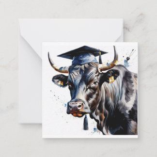Bull Graduation Flat Note Card