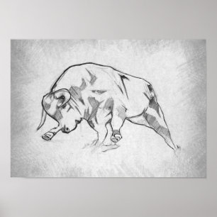 Bull - Graphic Drawing Poster