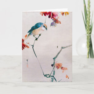 Bull-headed Shrike and Spider, Watanabe Seitei Card