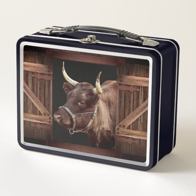 Bull in the Barn Metal Lunch Box (Front)