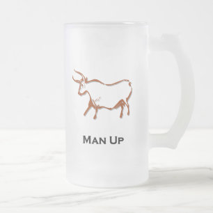 Bull man up frosted glass beer mug