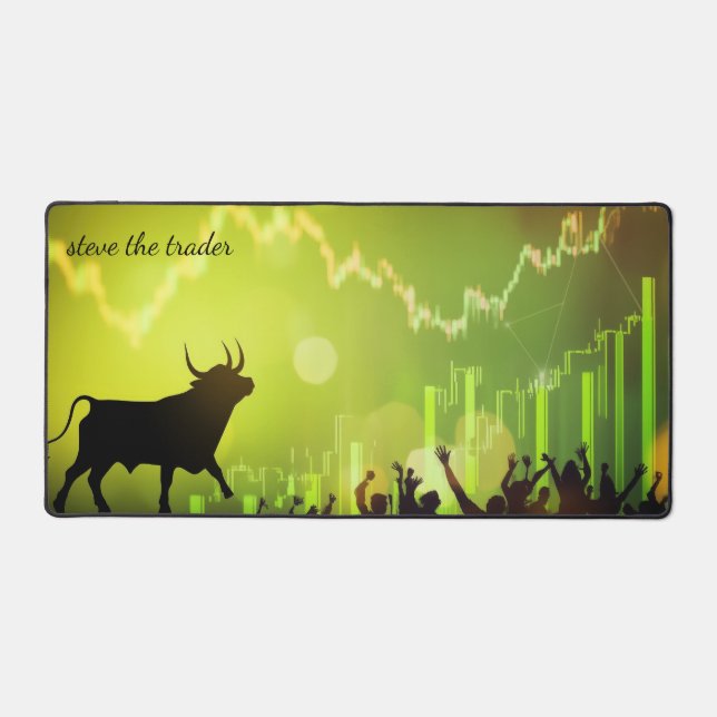 Bull Market Celebration Personalised Desk Mat (Front)
