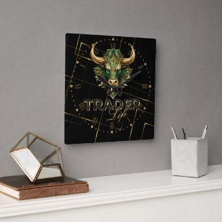 Bull market | Trader Life Square Wall Clock