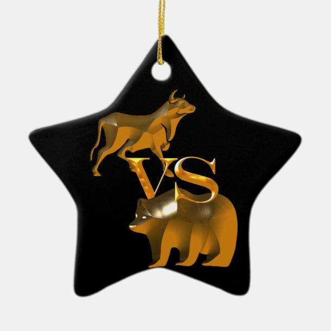 Bull Market Vs Bear Market Ceramic Tree Decoration (Front)
