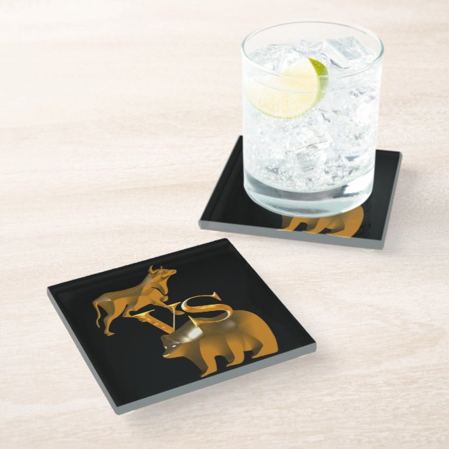 Bull Market Vs Bear Market Glass Coaster (Angled)