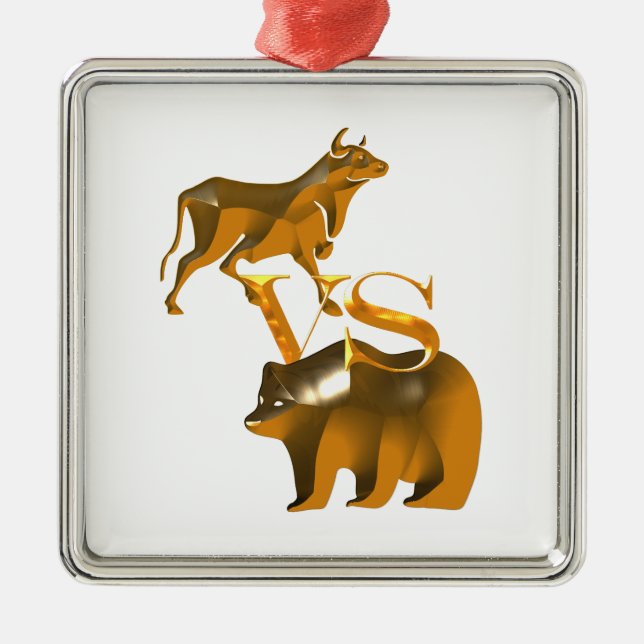 Bull Market Vs Bear Market Metal Tree Decoration (Front)