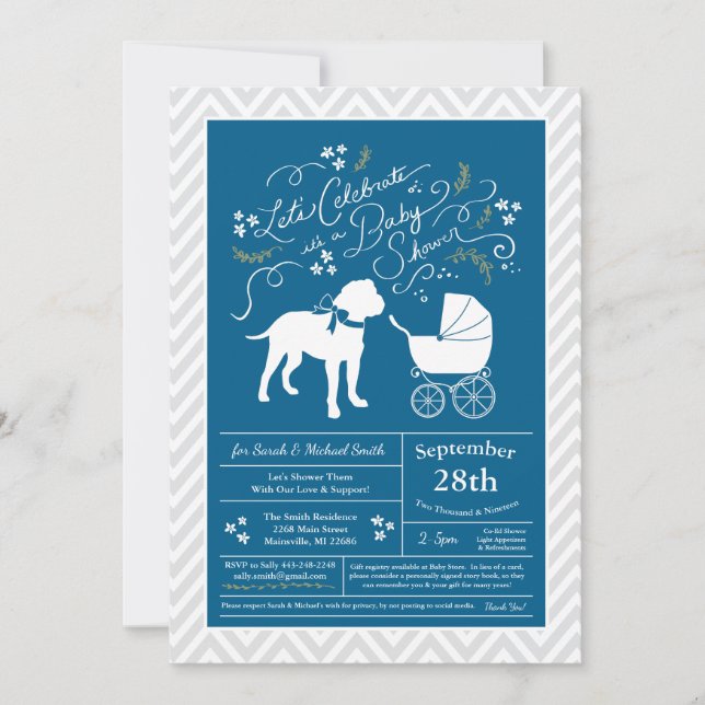 Bull Mastiff Dog Baby Shower Blue Boy Invitation (Front)