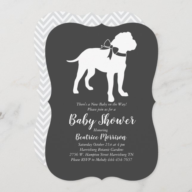 Bull Mastiff Dog Baby Shower Gender Neutral Invitation (Front/Back)