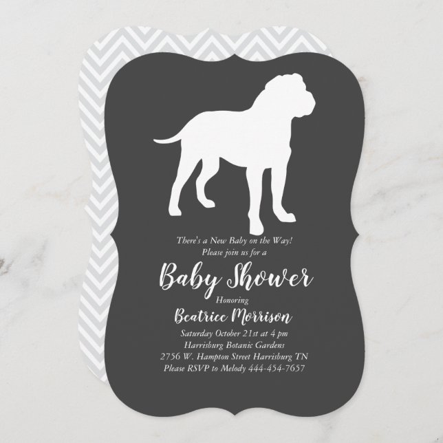 Bull Mastiff Dog Baby Shower Gender Neutral Invitation (Front/Back)