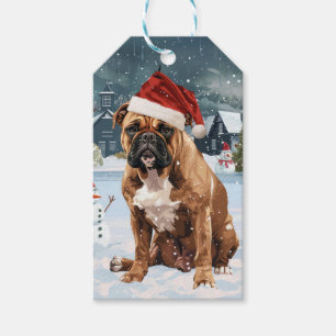 Bull Mastiff Dog Winter Wonderland Christmas Joy Gift Tags