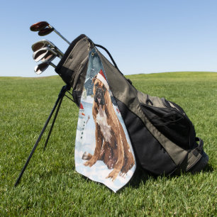 Bull Mastiff Dog Winter Wonderland Christmas Joy Golf Towel