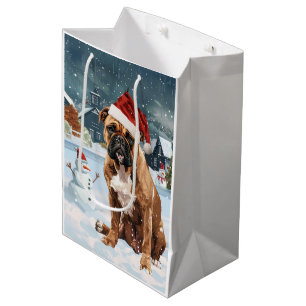Bull Mastiff Dog Winter Wonderland Christmas Joy Medium Gift Bag