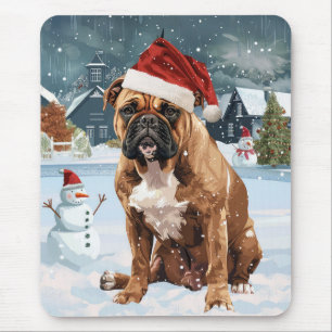 Bull Mastiff Dog Winter Wonderland Christmas Joy Mouse Mat