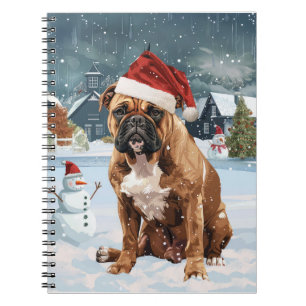 Bull Mastiff Dog Winter Wonderland Christmas Joy Notebook