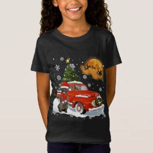 Bull Mastiff Vintage Wagon Red Truck Christmas Tre T-Shirt