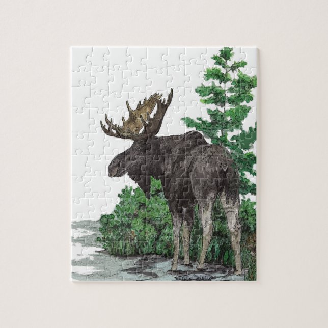 Bull moose art jigsaw puzzle (Vertical)