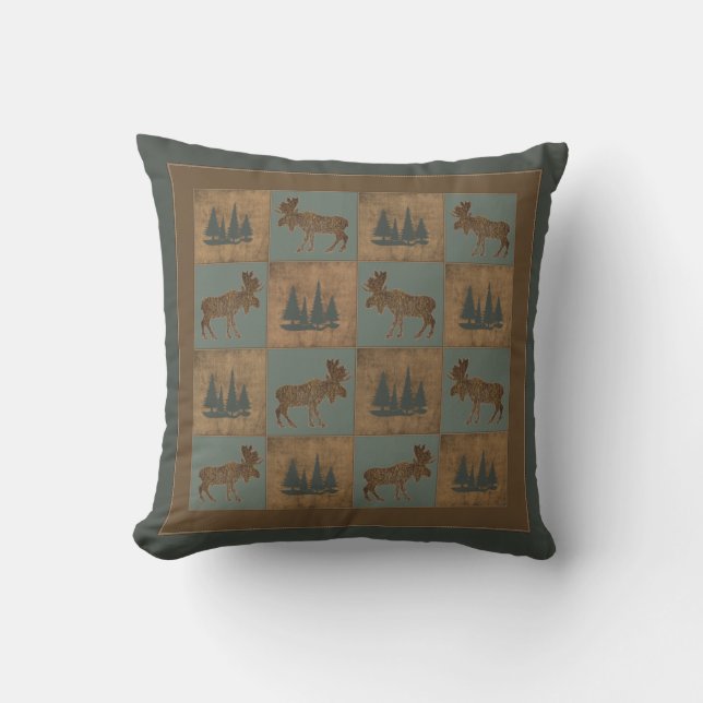 Bull Moose Blue Pillow (Front)