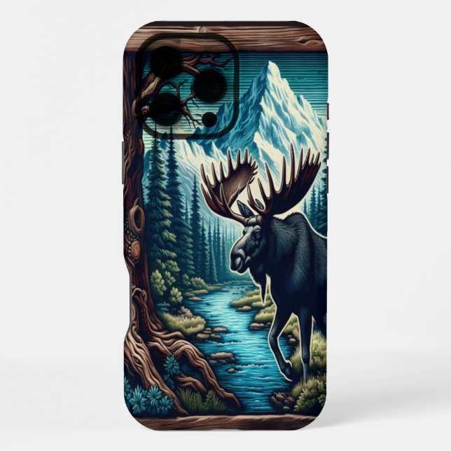 Bull Moose By The Stream iPhone Case (Back)