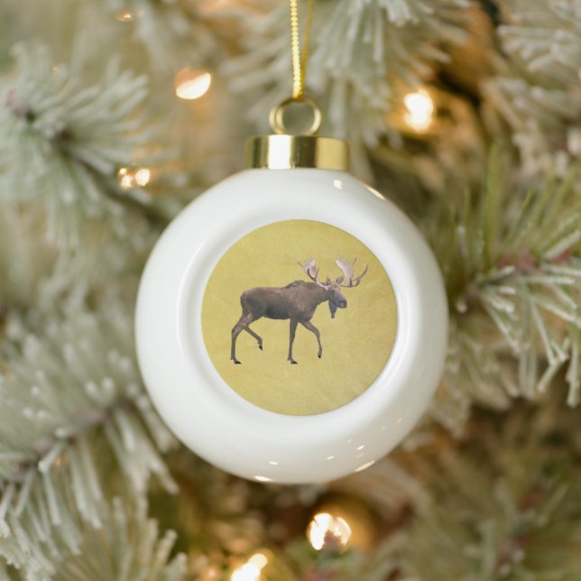 Bull Moose Ceramic Ball Christmas Ornament (Tree)