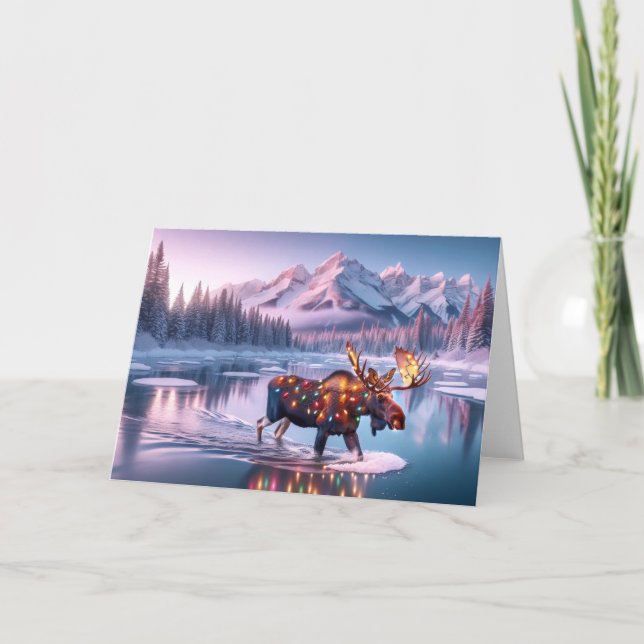 BULL MOOSE CHRISTMAS - CHRISTMAS TREE DESTROYED HOLIDAY CARD (Front)
