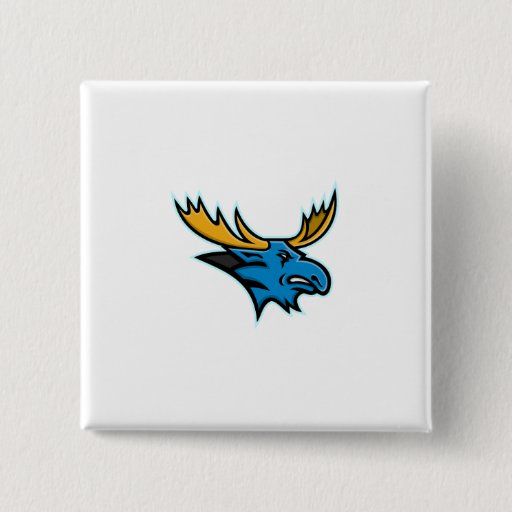 Image of Bull Moose Head Mascot 15 Cm Square Badge