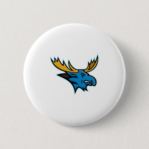 Image of Bull Moose Head Mascot 6 Cm Round Badge