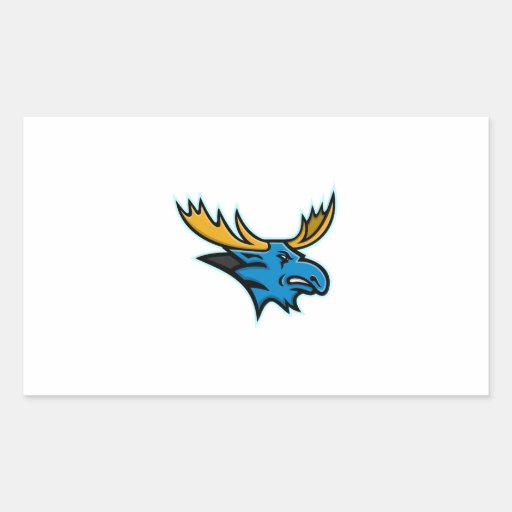 Image of Bull Moose Head Mascot Rectangular Sticker