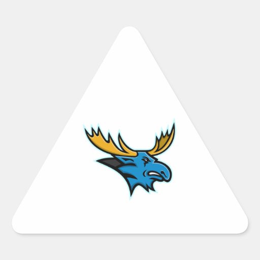 Image of Bull Moose Head Mascot Triangle Sticker