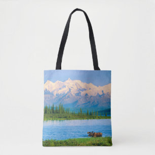 Bull moose in Wonder Lake Tote Bag