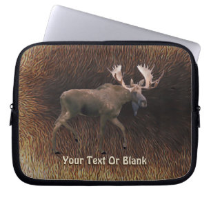 Bull Moose On Caribou Fur Laptop Sleeve