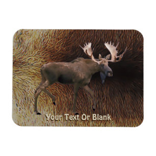 Bull Moose On Caribou Fur Magnet