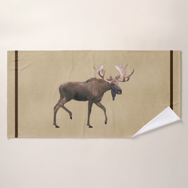 Bull Moose On Old Paper Bath Towel (Bath Towel)