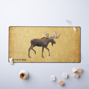 Bull Moose On Old Paper Desk Mat