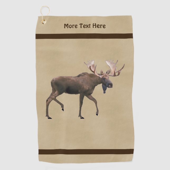 Bull Moose On Old Paper Golf Towel (Front)