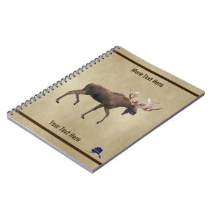 Bull Moose On Old Paper Notebook
