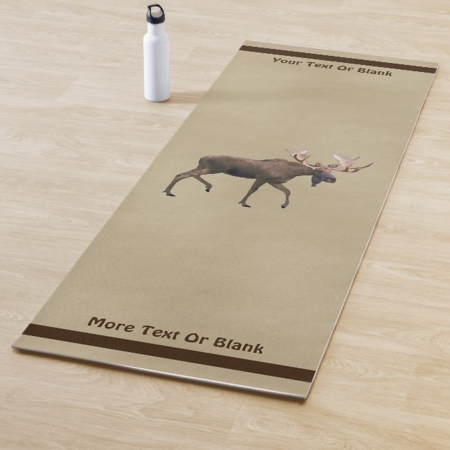 Bull Moose On Old Paper Yoga Mat (In Situ)