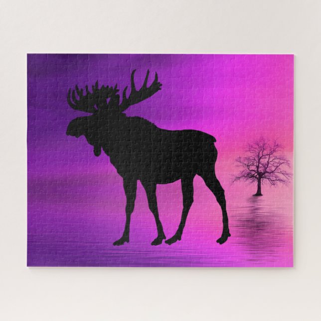 Bull Moose Silhouette Jigsaw Puzzle (Horizontal)